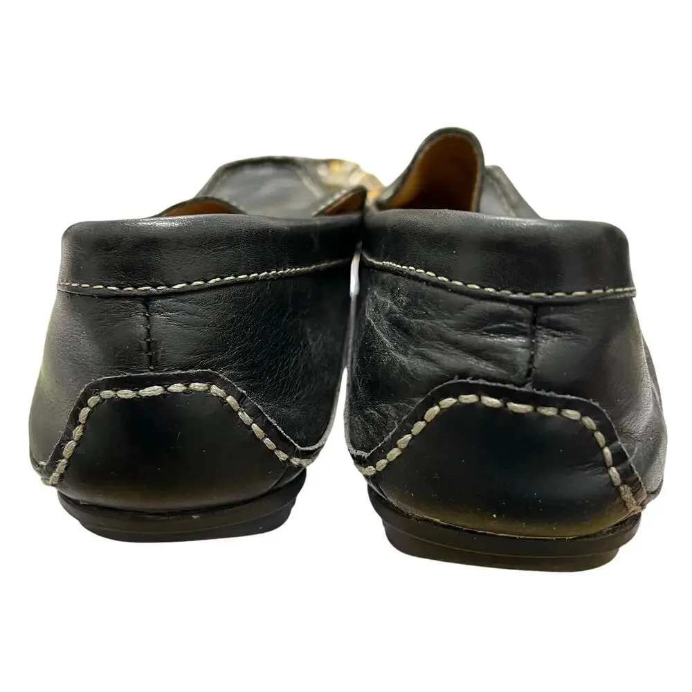VARESE Black leather loafer moccasin driving shoes Blokecore academia sz 10.5D